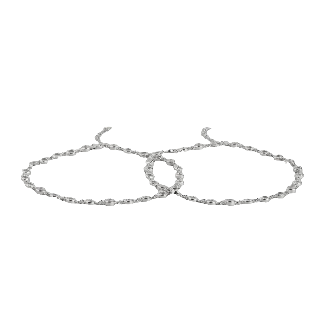 Radiant Glamour Cubic Zirconia Rhodium Plated 925 Sterling Silver Anklet