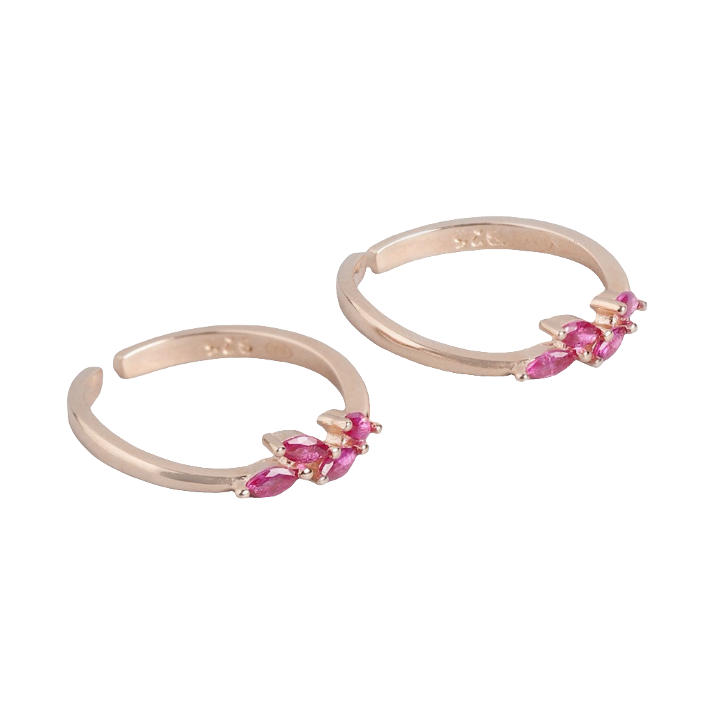 Enchanting Leaflet Rose Gold-Plated 925 Sterling Silver Toe Ring
