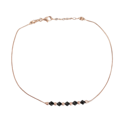 Radiant Beaded Bliss Rose Gold Plated 925 Sterling Silver Chain Anklet