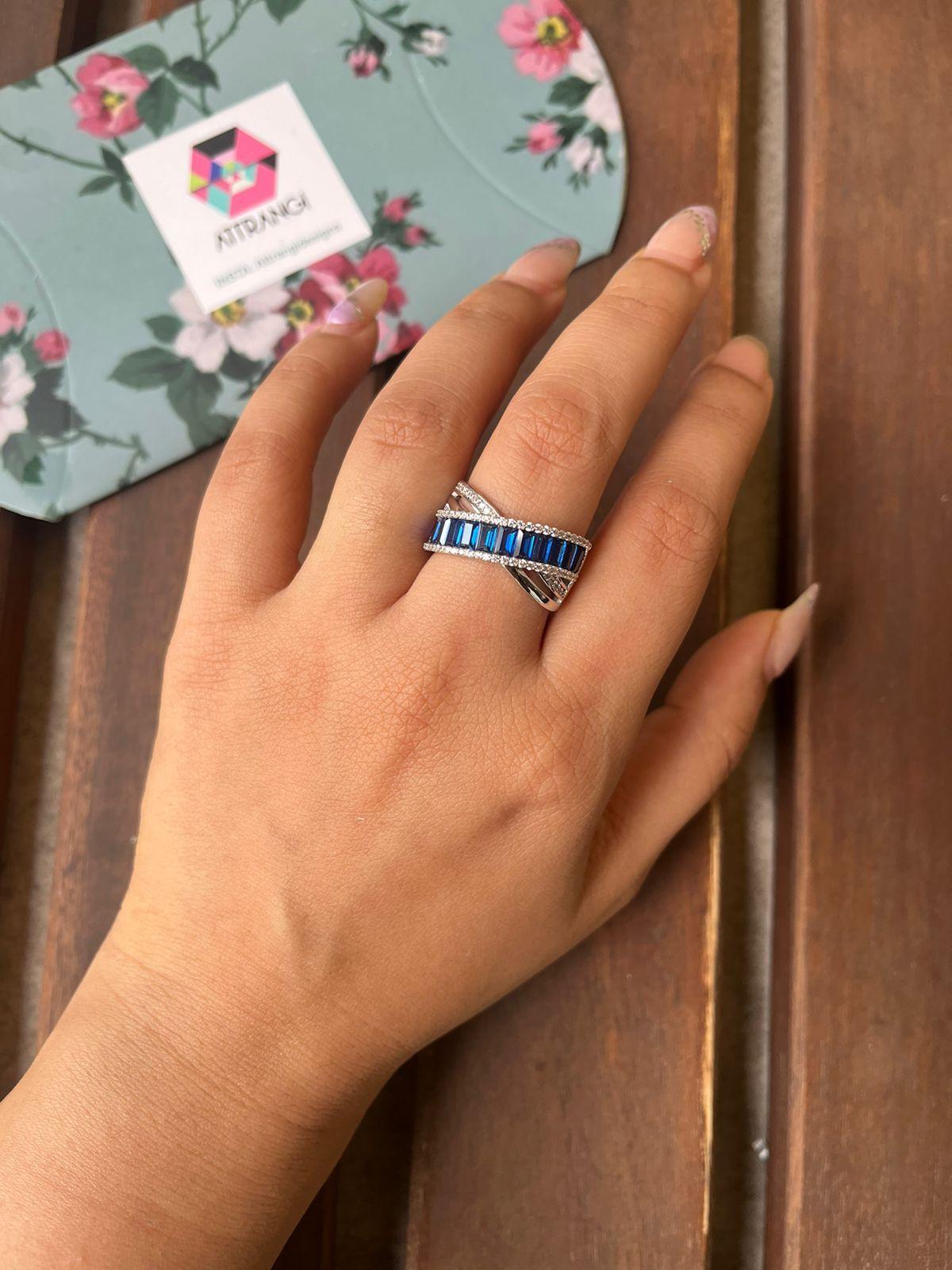 Baguette Diana Band Cocktail Diamond Ring - Attrangi