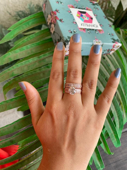 Baguette Solitaire Ring With Band - Attrangi