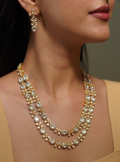 Basanti 2 Line Long Uncut diamond Set - Attrangi