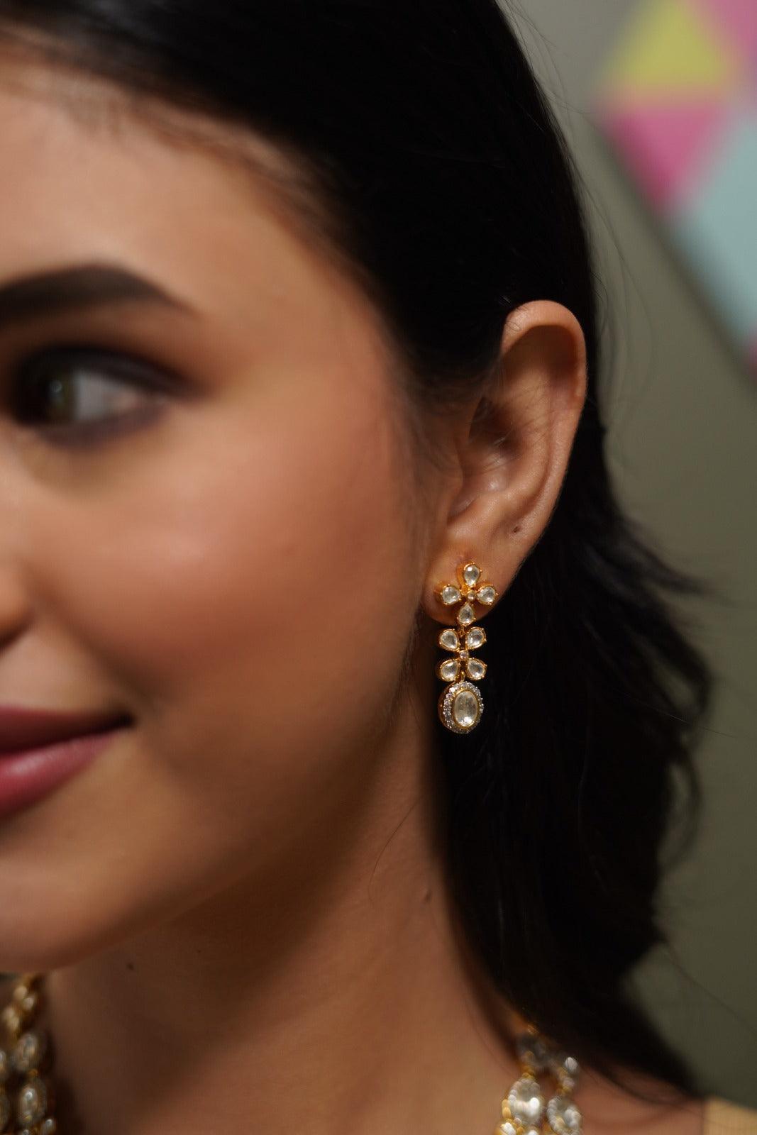 Basanti 2 Line Long Uncut diamond Set - Attrangi