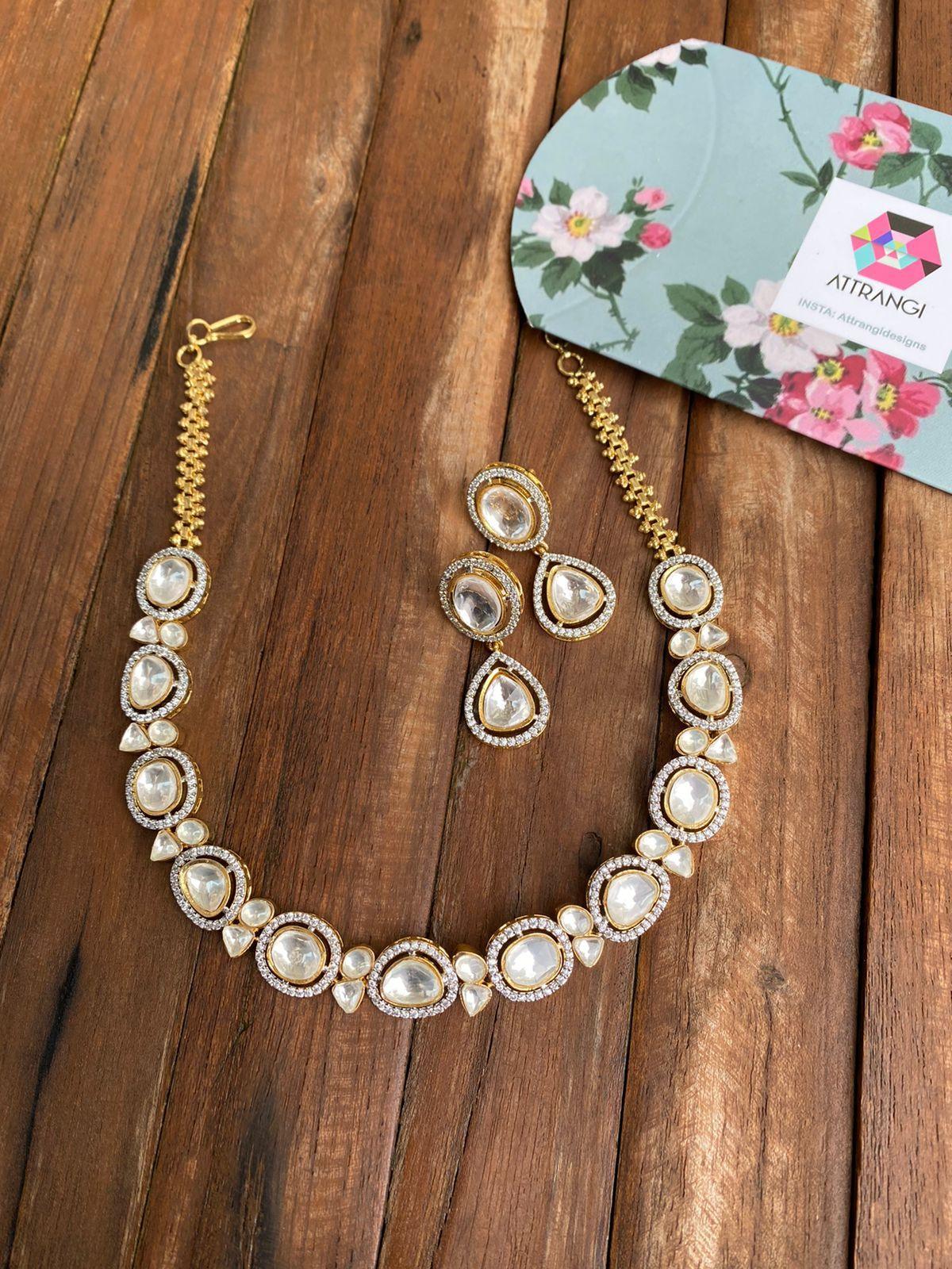 Basic Uncut Diamond Polki Necklace - Attrangi