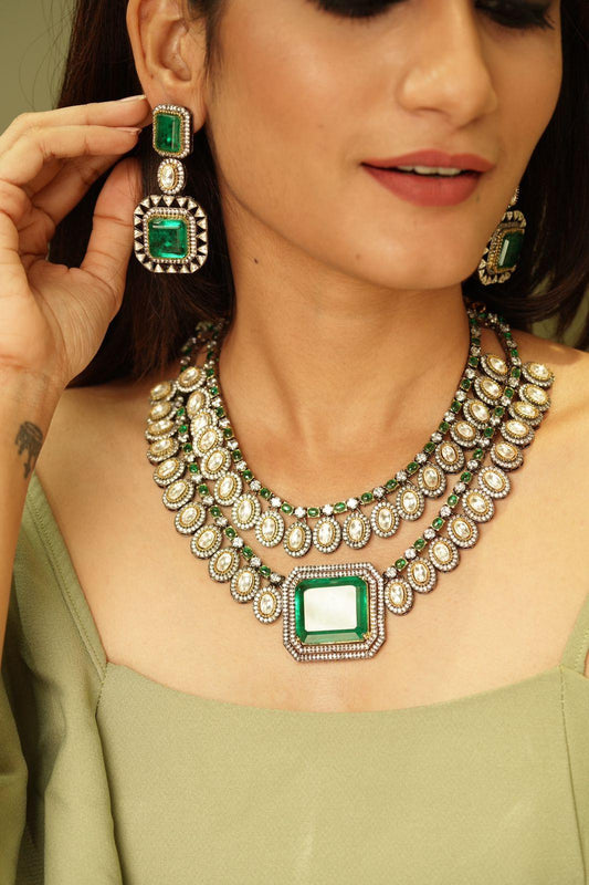 Bhavana Victorian Statement Polki Set - Attrangi