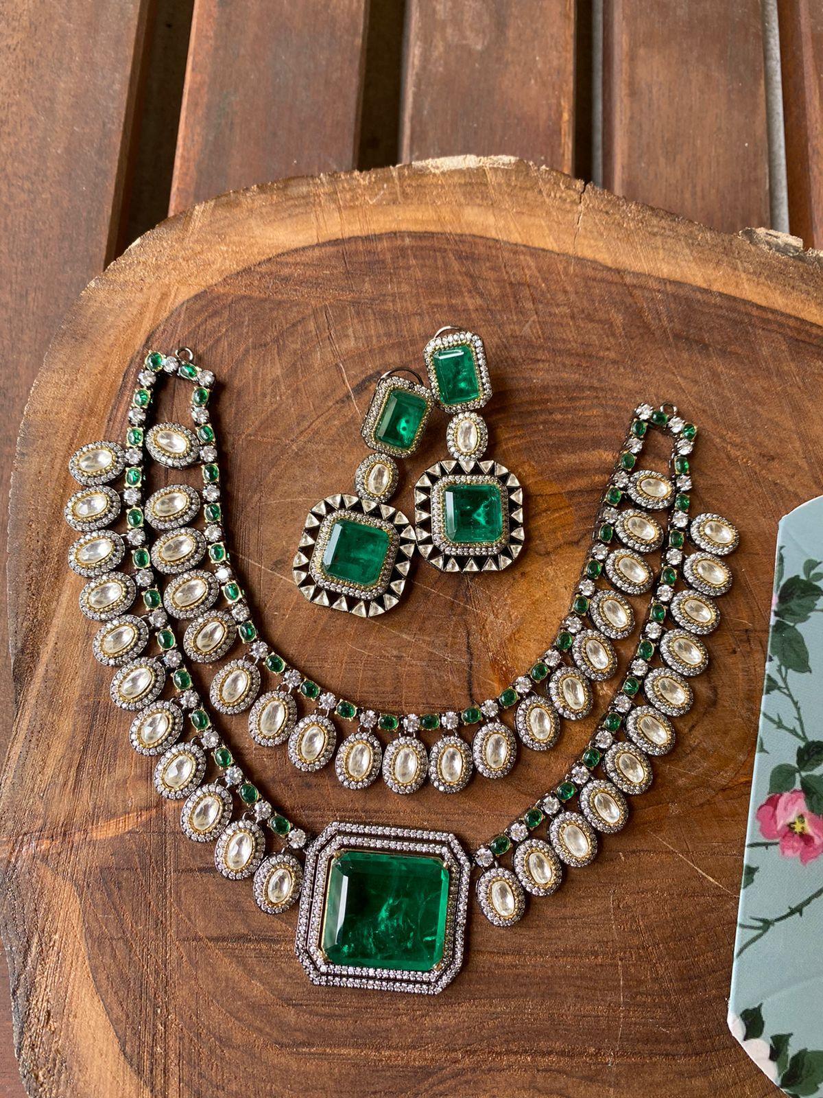 Bhavana Victorian Statement Polki Set - Attrangi