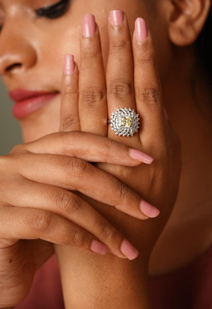 Brenda Coloured Stone Diamond Cocktail Ring - Attrangi