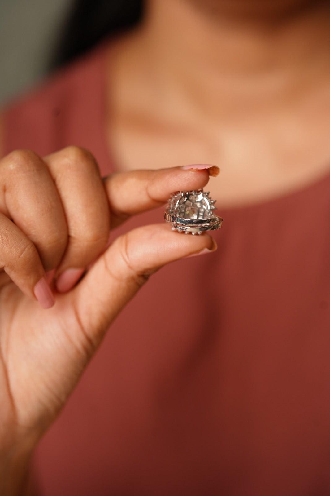 Brenda Coloured Stone Diamond Cocktail Ring - Attrangi