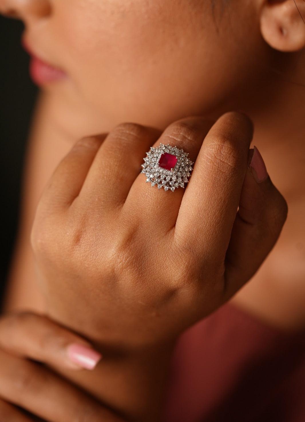 Brenda Coloured Stone Diamond Cocktail Ring - Attrangi