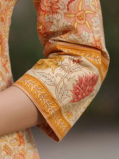 Yellow Ethnic Printed Straight Kurta