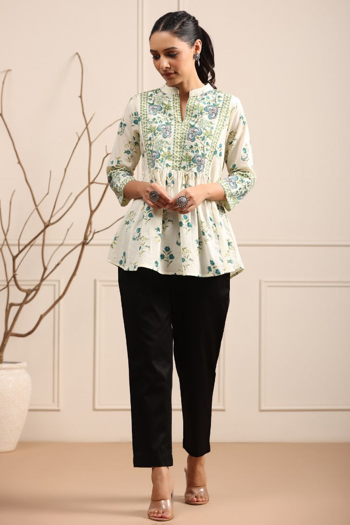 Women Cream Cotton Top