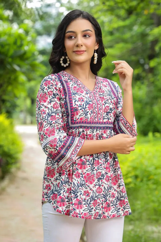 Pink Cotton Empire Top