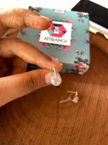 Classic Round Solitaire Drop Earring - Attrangi