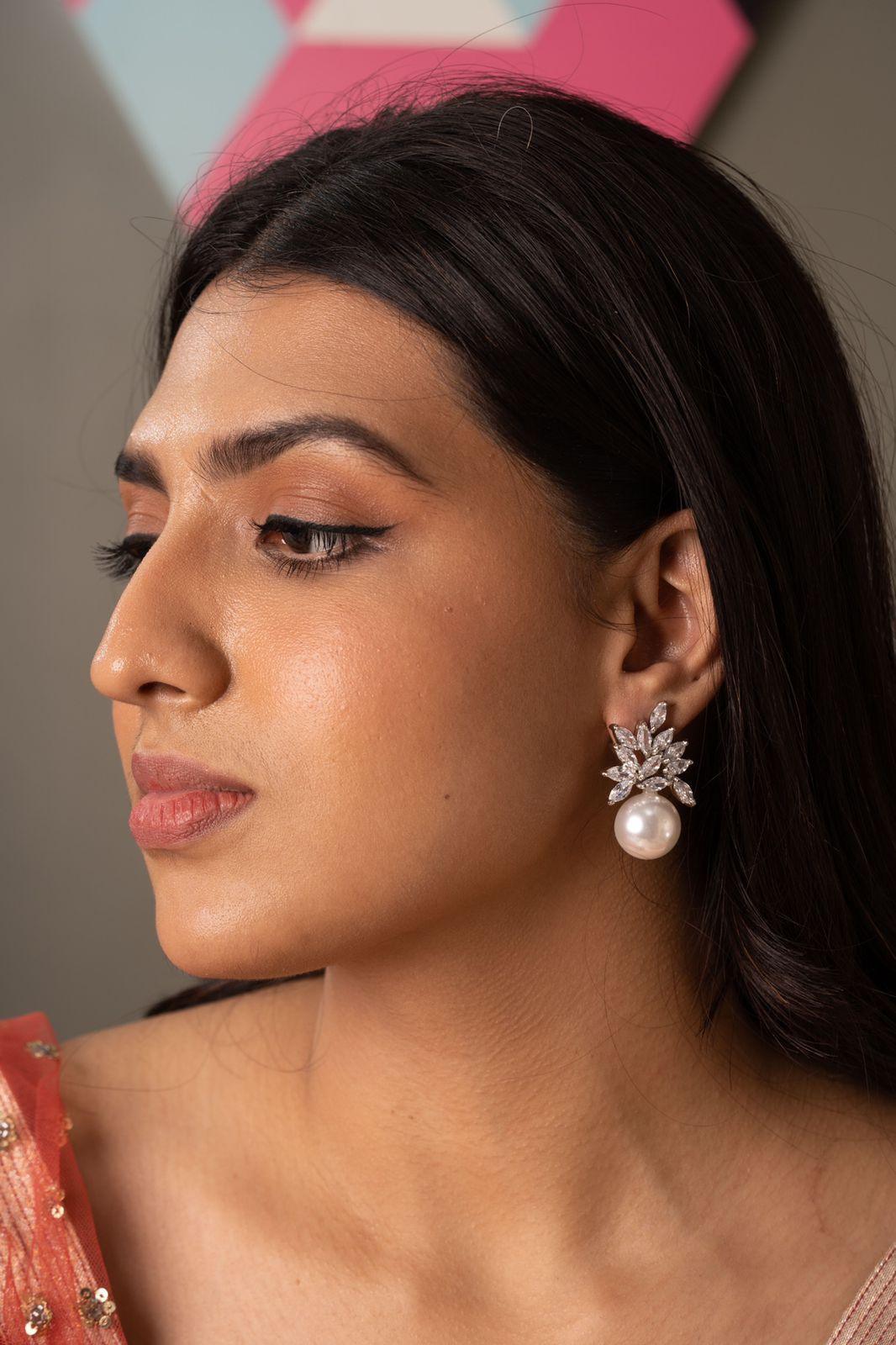 Cluster of Marquise with Pearl Drop - Attrangi