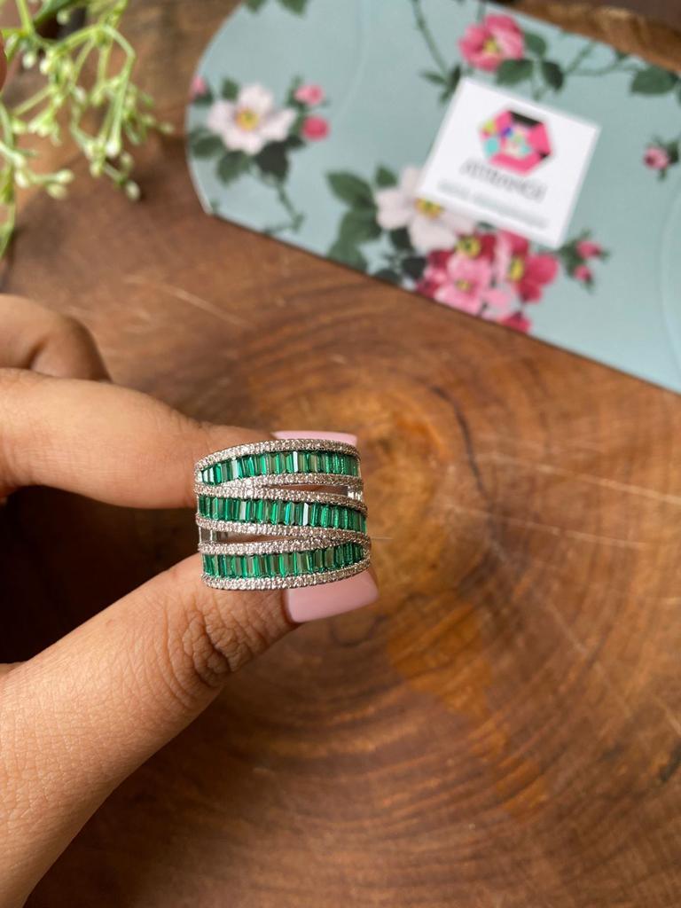 Coloured Baguette Clustered Cocktail Ring - Attrangi
