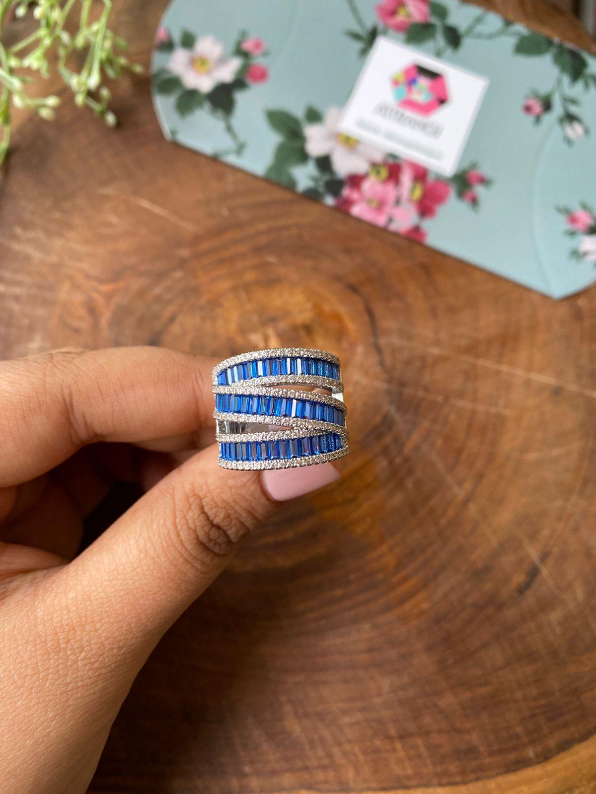 Coloured Baguette Clustered Cocktail Ring - Attrangi