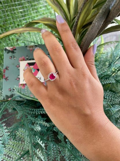 Coloured Stone Cushion Cut Daily Wear Ring - Attrangi