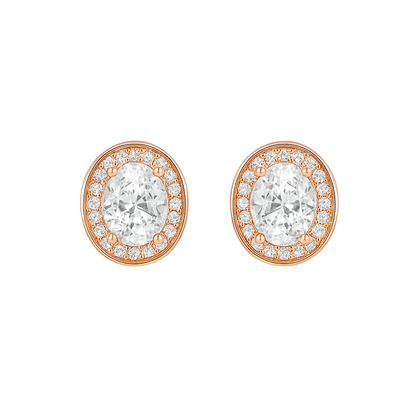 Rose Gold Plated Ruby Oval Pendant Necklace and Earring Set for Women and Girls | Anti-Tarnish | Anti-Allergy | Office Wear | Gifting