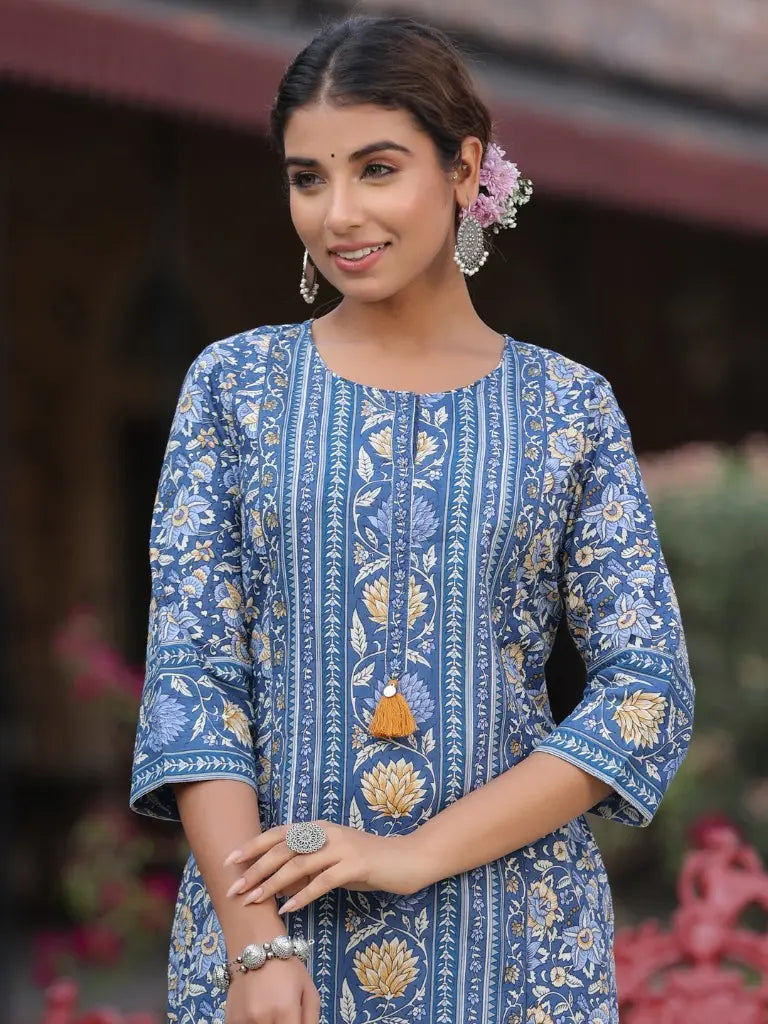 Blue Ethnic Straight Kurta