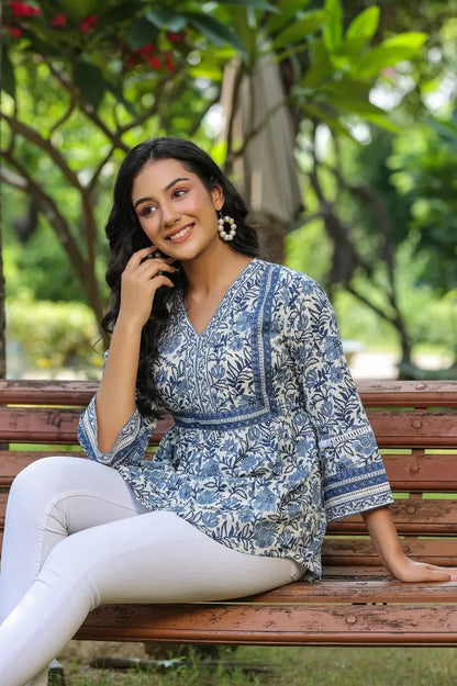floral printed a line top