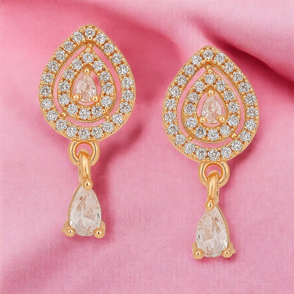 18k Rose Gold Plate stud Earrings for Women and Girls (Drop design