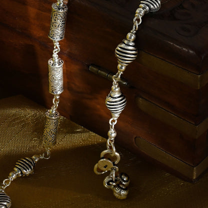 Cylindrical Motifs Silver Anklets