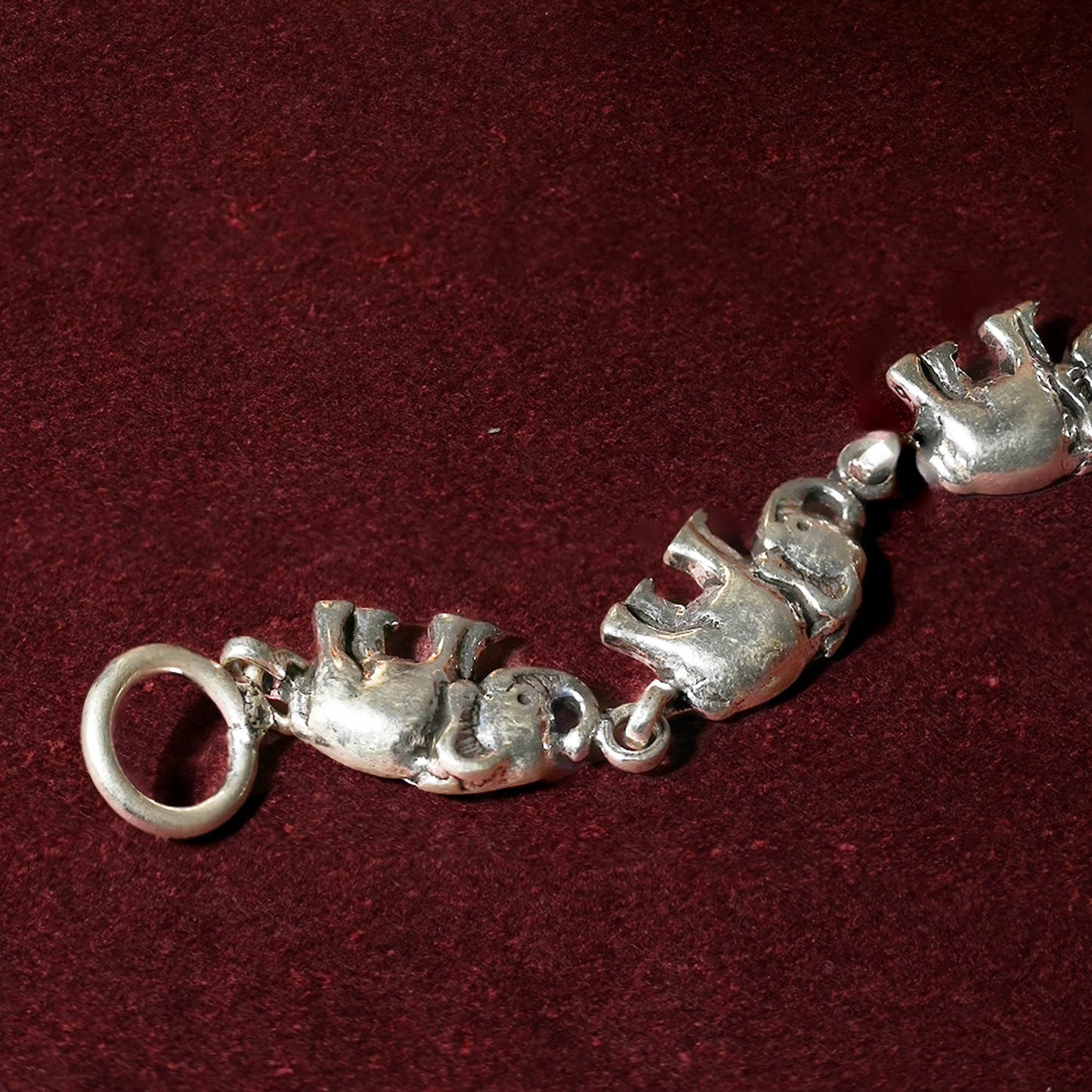 Elephant Motif Silver Anklet