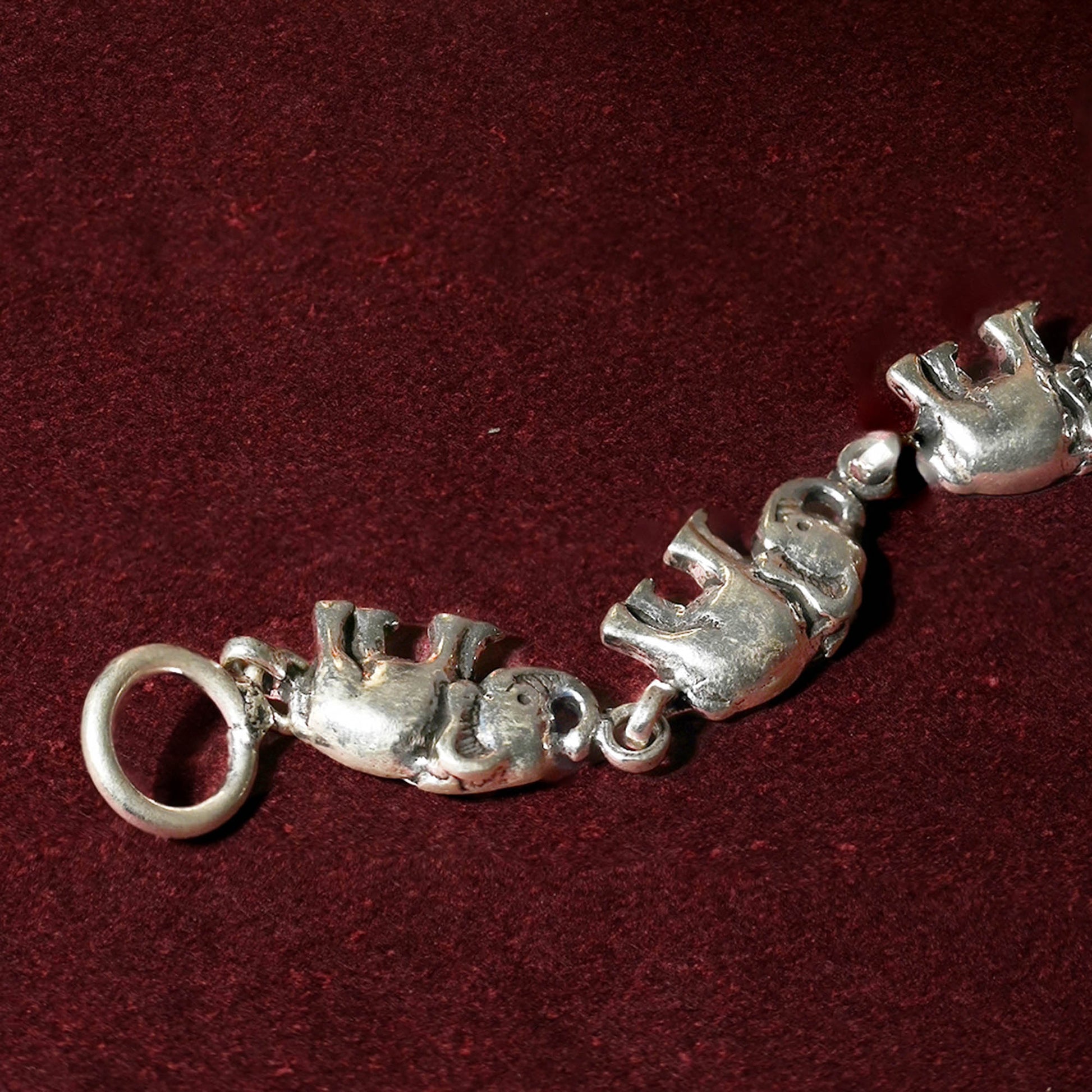 Elephant Motif Silver Anklet