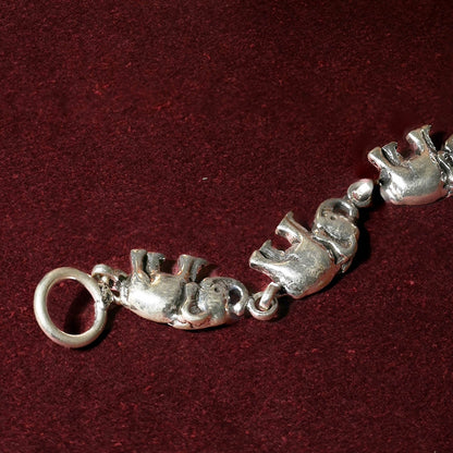 Elephant Motif Silver Anklet