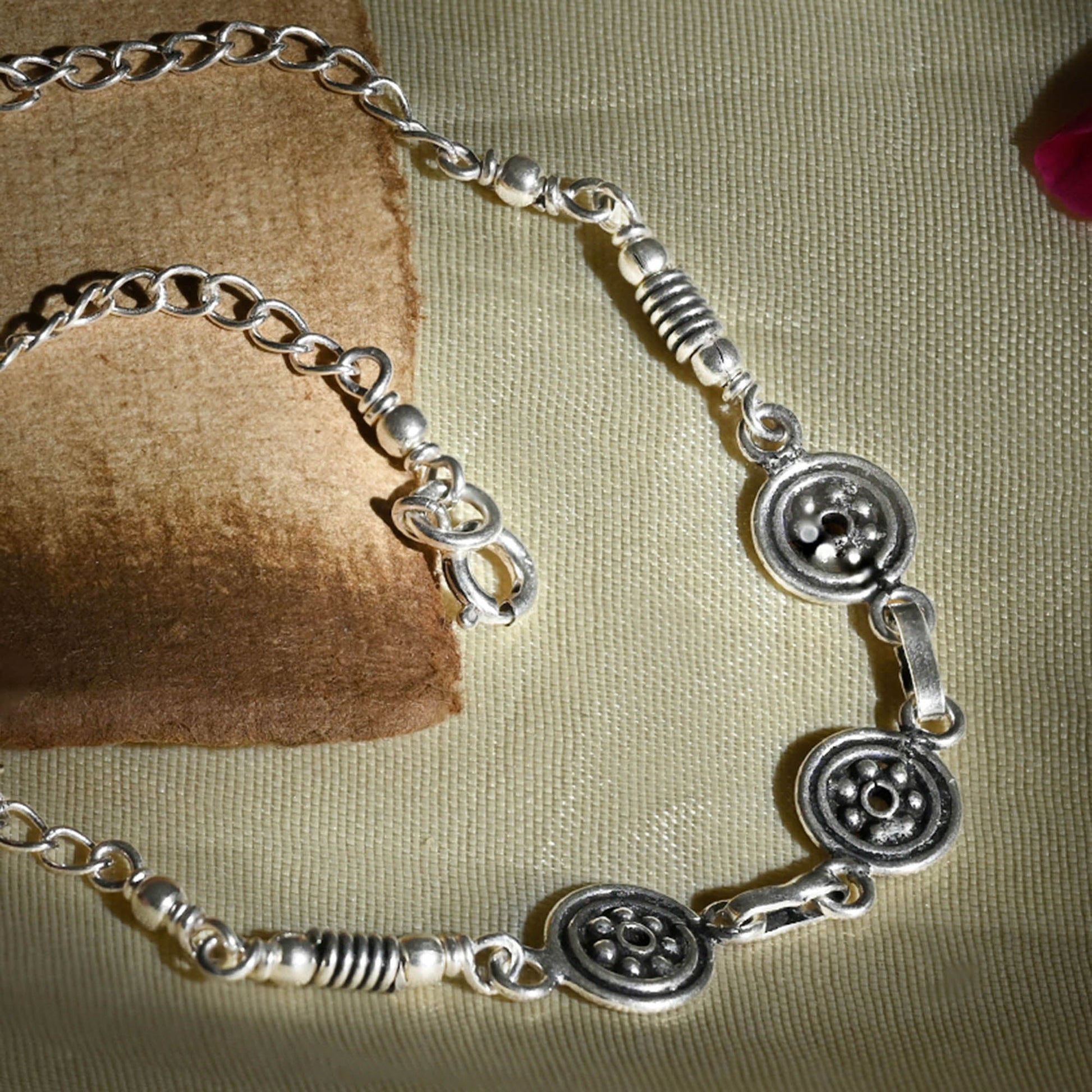 Ethereal Charm Silver Anklet