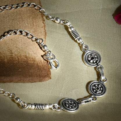 Ethereal Charm Silver Anklet