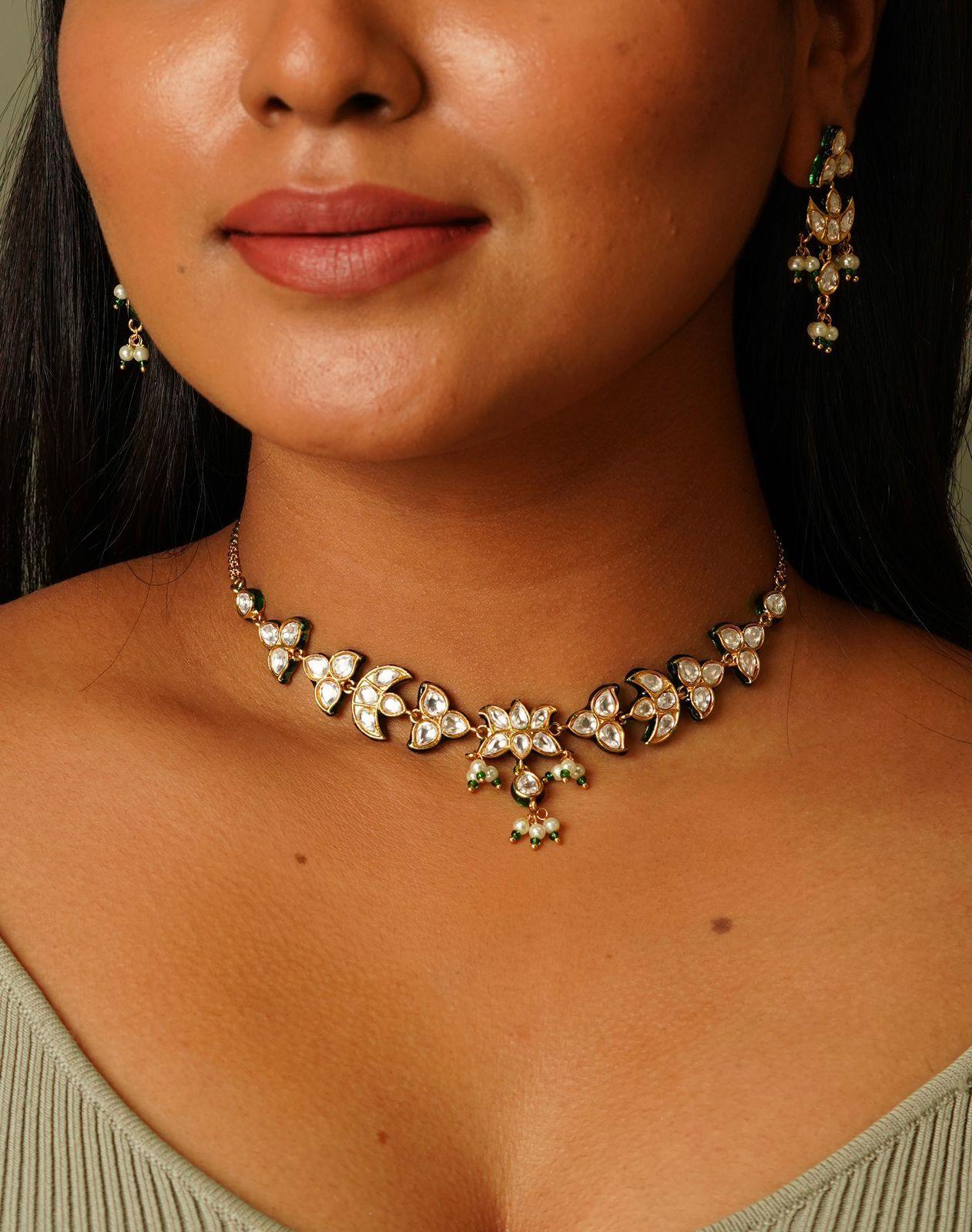 Devi Enamel Delicate Polki Set - Attrangi