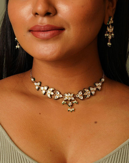 Devi Enamel Delicate Polki Set - Attrangi