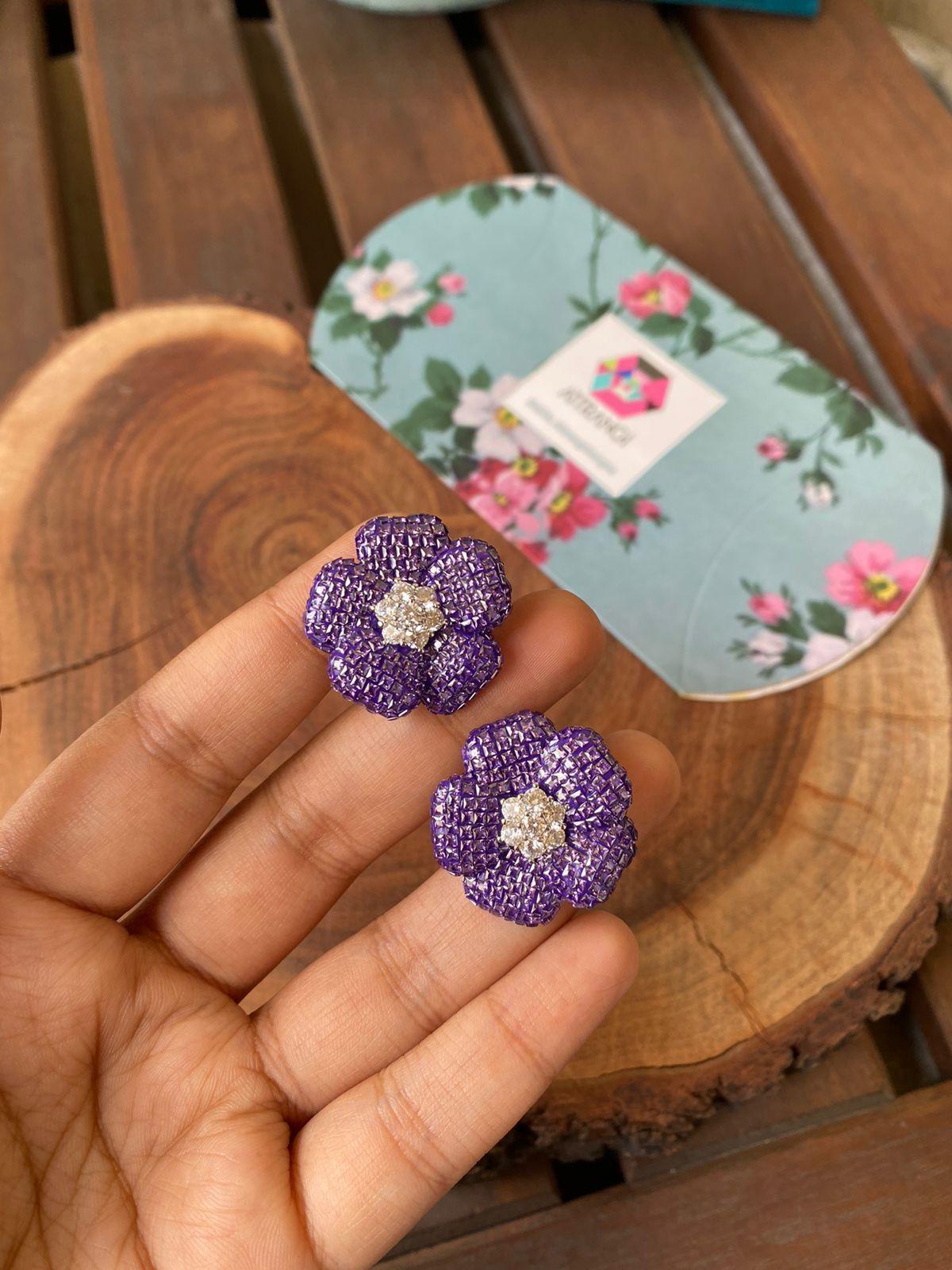 Diana Floral Fantasy Invisible Setting Diamond Studs - Attrangi