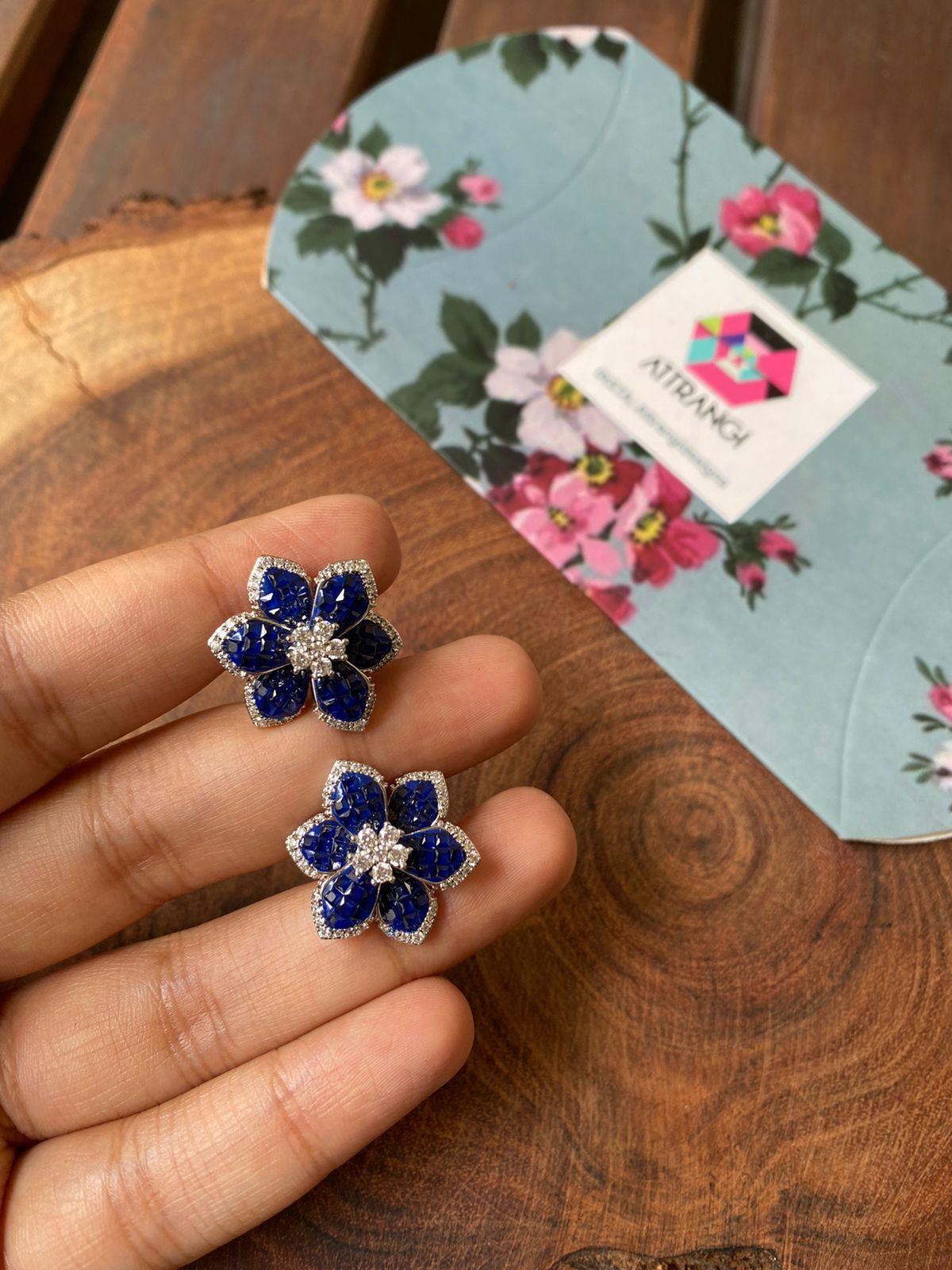 Diana Invisible setting earrings | Diamond Studs - Attrangi
