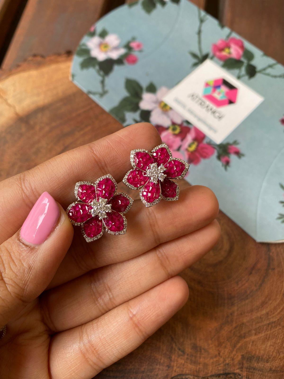 Diana Invisible setting earrings | Diamond Studs - Attrangi