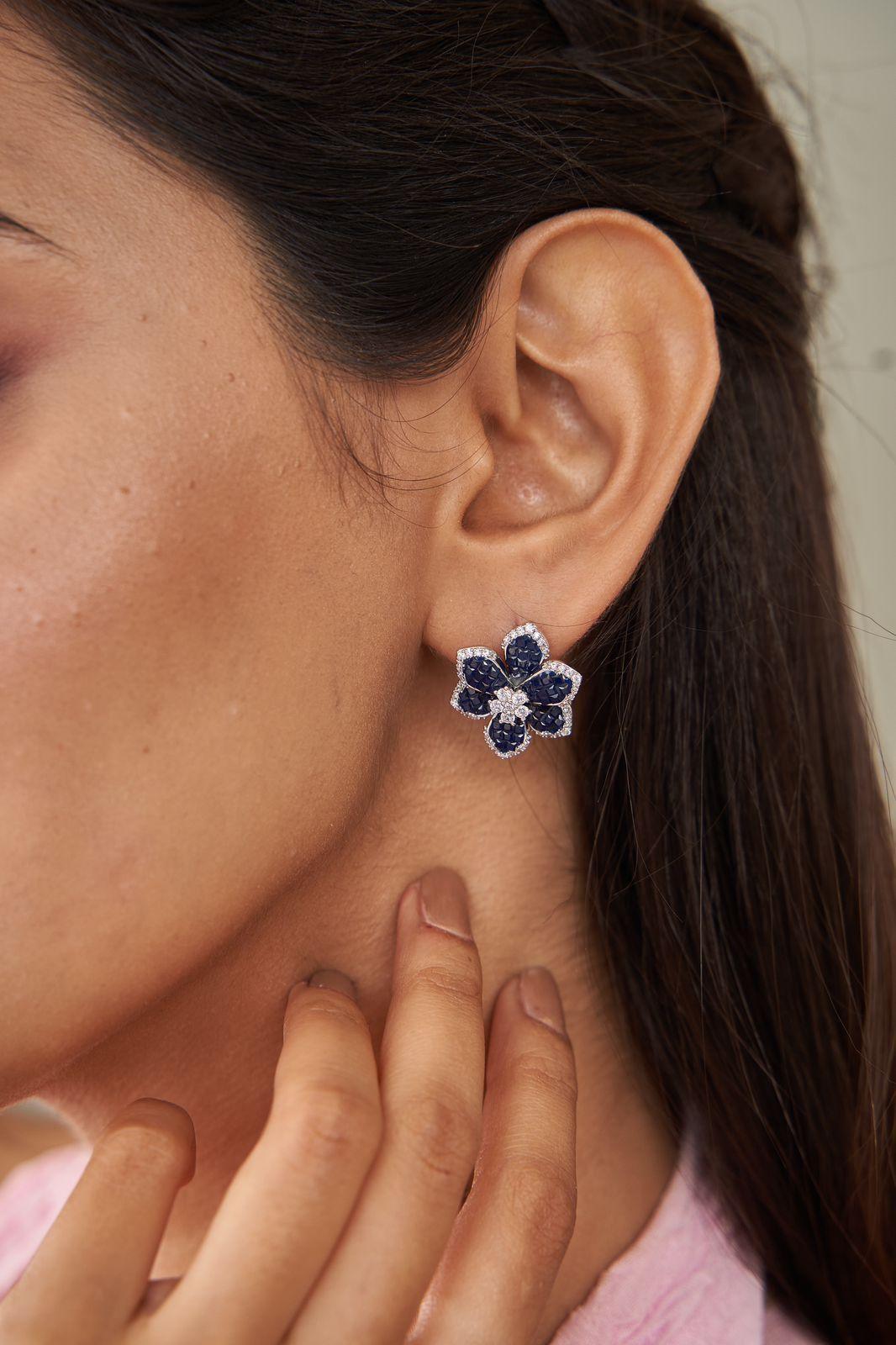 Diana Invisible setting earrings | Diamond Studs - Attrangi