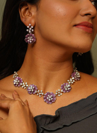 Diana Invisible Setting Floral Diamond Set - Attrangi