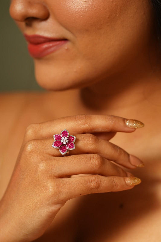 Diana Invisible Setting Floral Ring - Attrangi