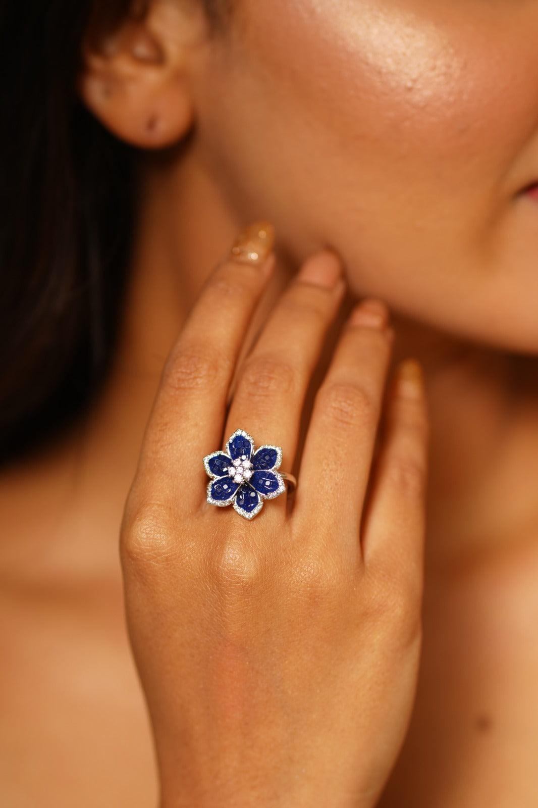 Diana Invisible Setting Floral Ring - Attrangi
