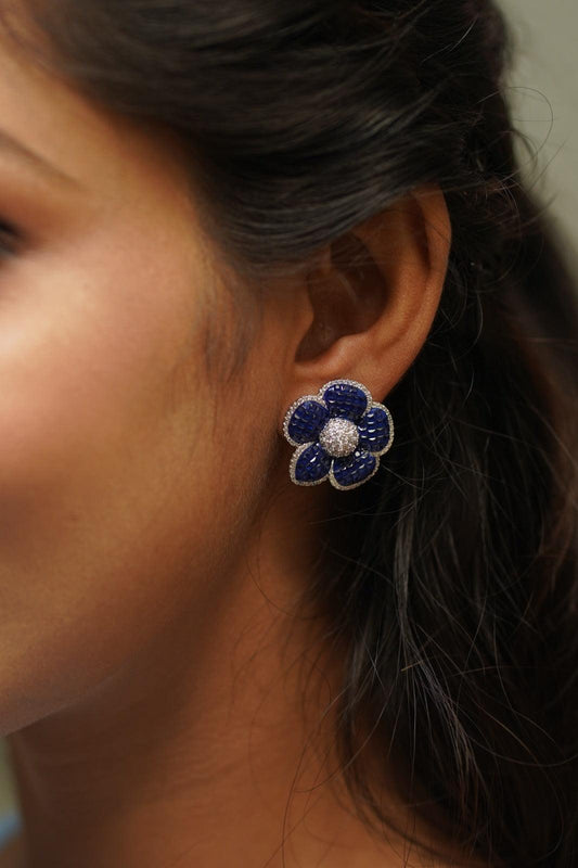 Diana Outline Floral Diamond Studs | Illusion Setting - Attrangi