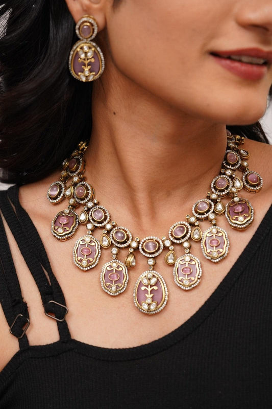 Diya Holdali Necklace Set | Uncut Diamonds - Attrangi