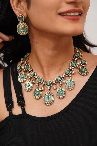 Diya Holdali Necklace Set | Uncut Diamonds - Attrangi