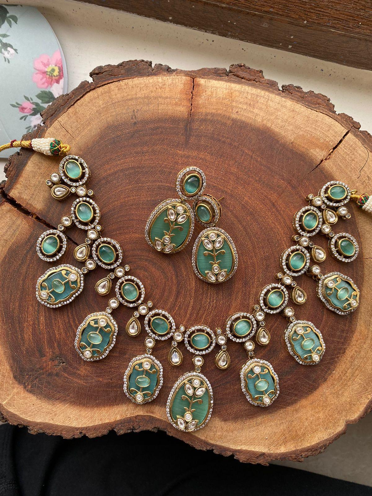 Diya Holdali Necklace Set | Uncut Diamonds - Attrangi