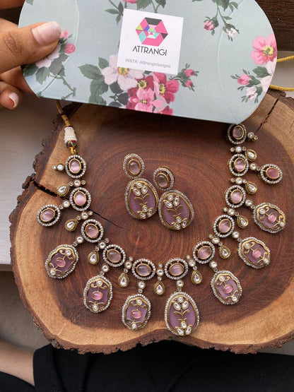 Diya Holdali Necklace Set | Uncut Diamonds - Attrangi