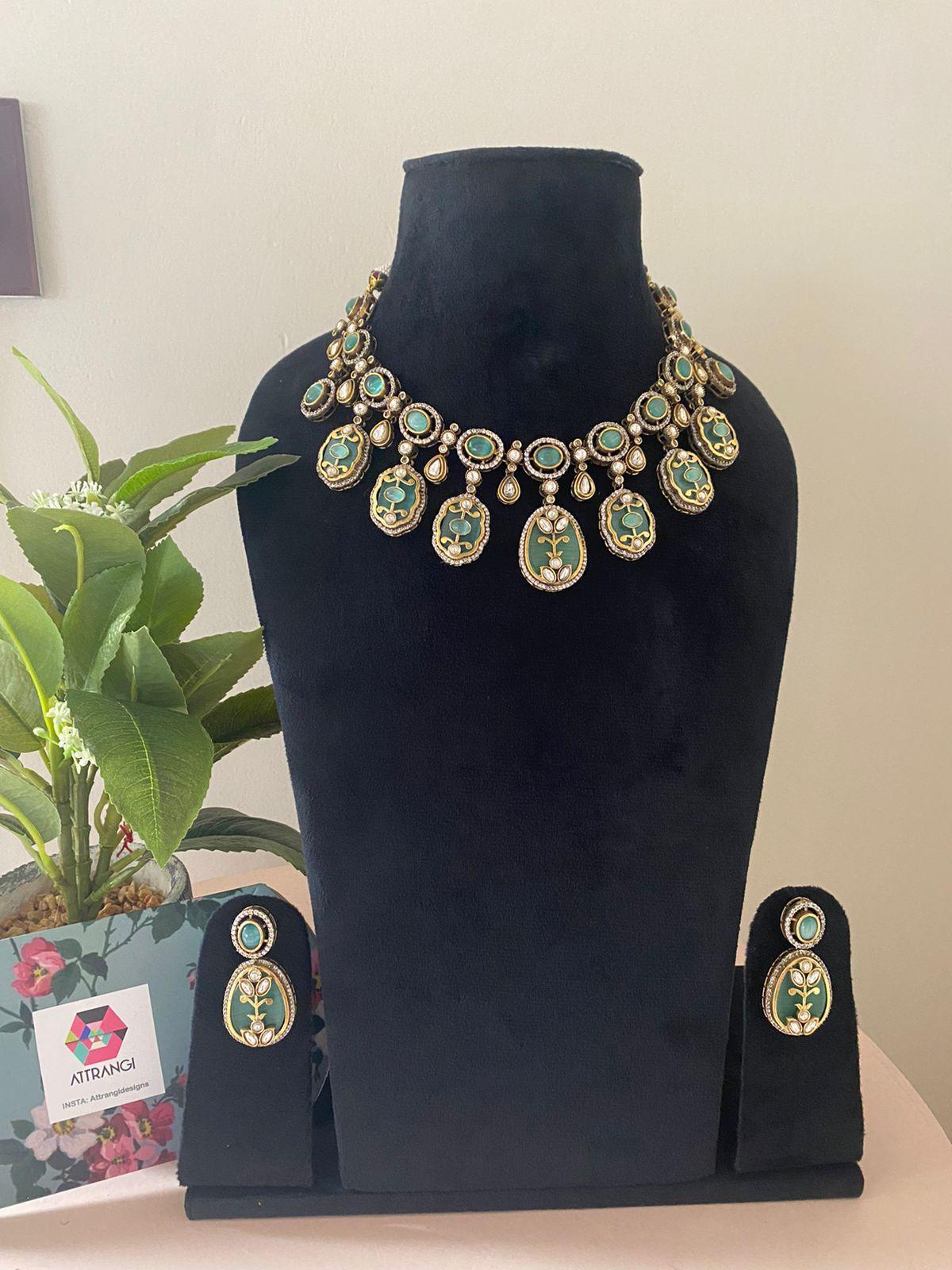 Diya Holdali Necklace Set | Uncut Diamonds - Attrangi