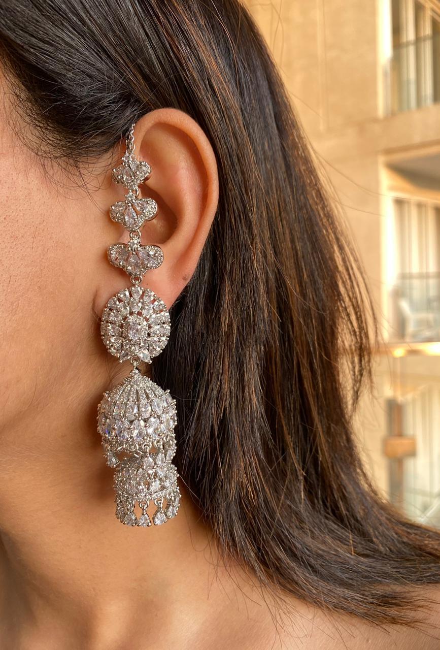 Double Drop Jhumkas with Kannauti - Attrangi