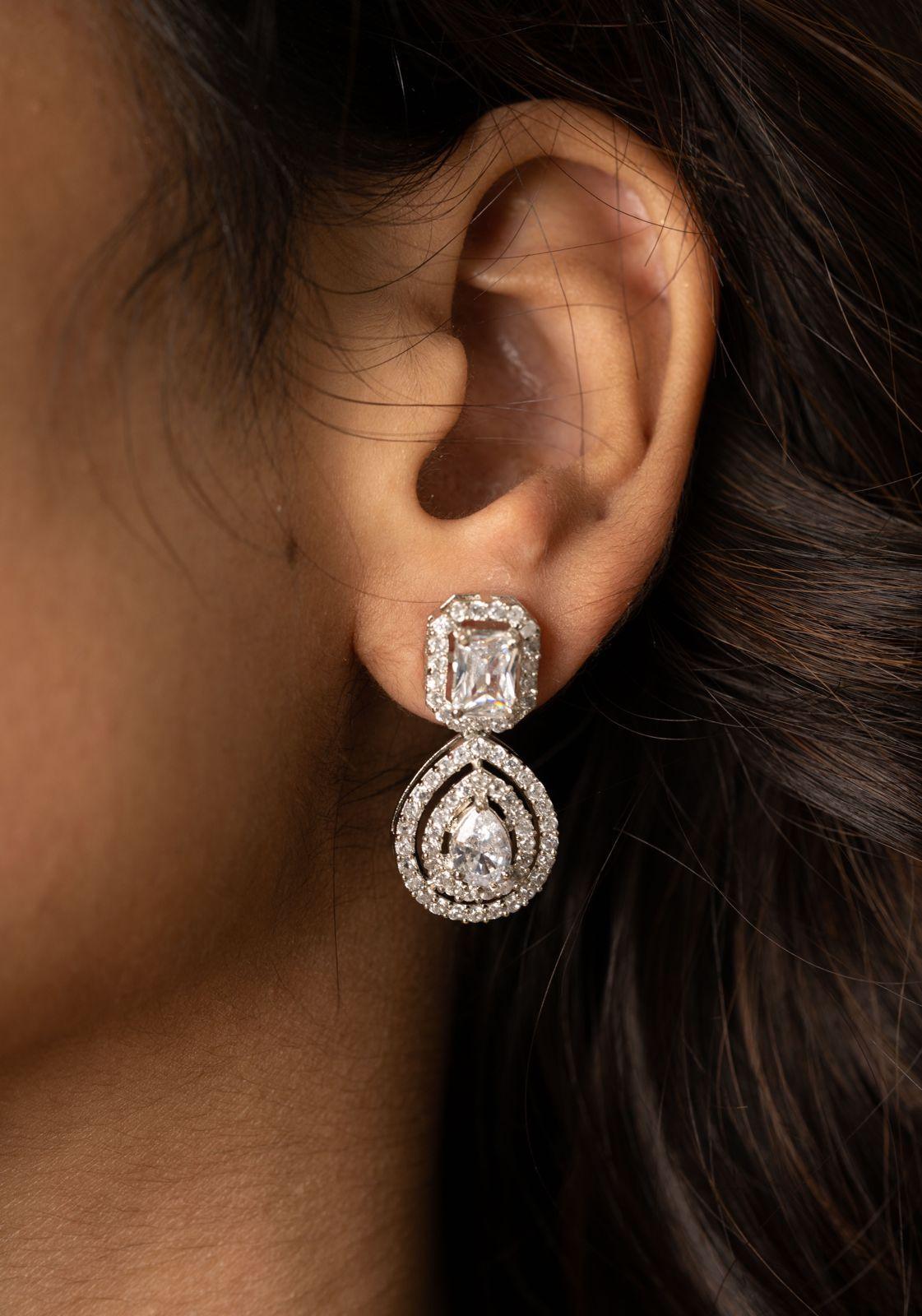 Double Solitaire Earrings - Attrangi
