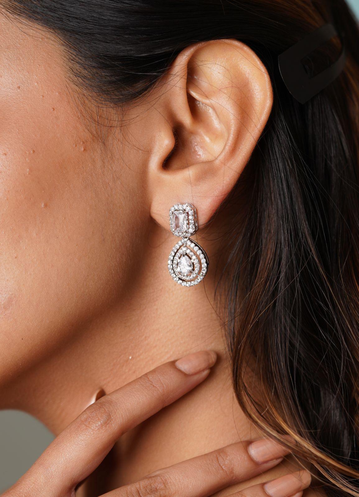 Double Solitaire Earrings - Attrangi