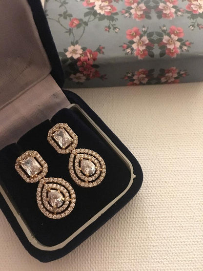 Double Solitaire Earrings - Attrangi